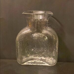 Blenko Hammered Clear Glass Double Spout Water Boxy Carafe/ Vase